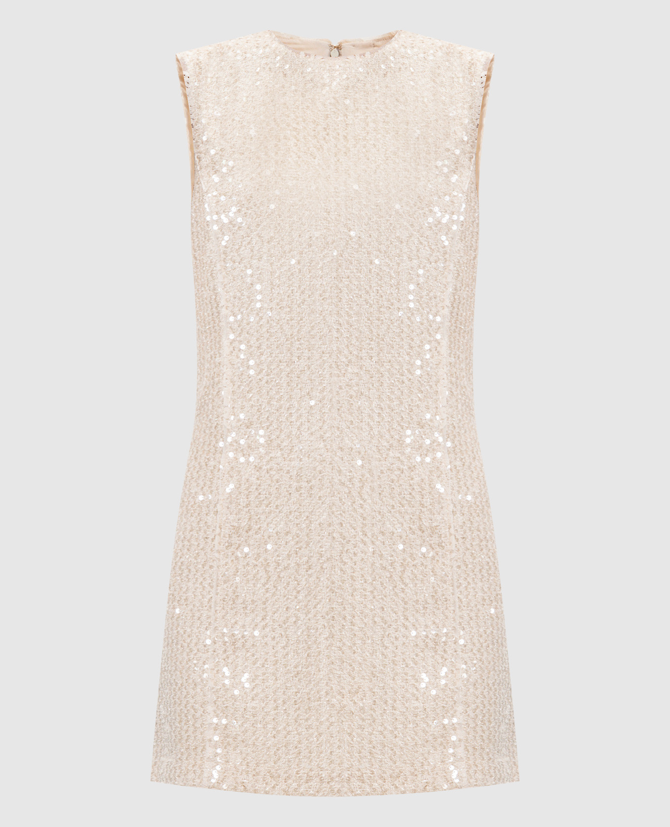 

Бежевое твидовое платье мини с пайетками, Бежевый, Повседневные платья