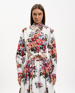 Dolce&Gabbana Белая рубашка в цветочный принт с завязками F5T76THS5UU