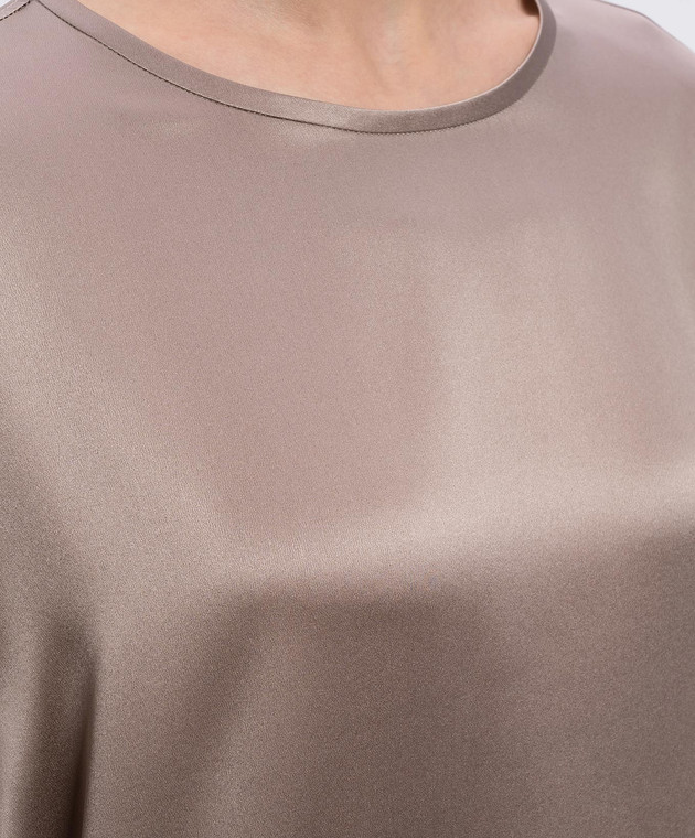 Brunello Cucinelli Бежева блуза із шовку M0C59DZ310 зображення 5