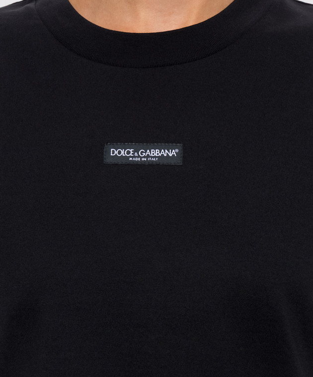Dolce&Gabbana Чорна футболка з нашивкою логотипа F8V78THU7MA зображення 5