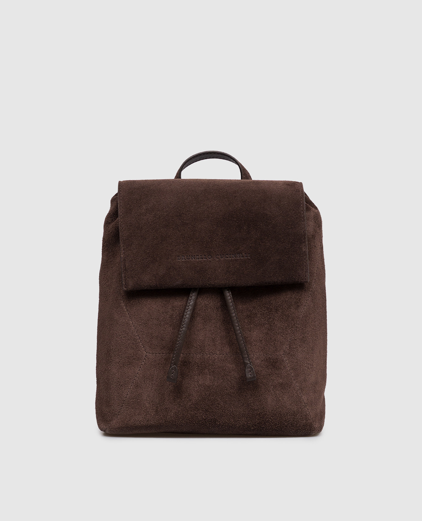Темно-коричневый замшевый рюкзак с тиснением логотипа