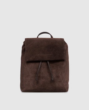 Brunello Cucinelli Темно-коричневый замшевый рюкзак с тиснением логотипа MBDLB2826P