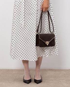 Valentino Замшевая коричневая сумка Rockstud 9W2B0T76KQQ
