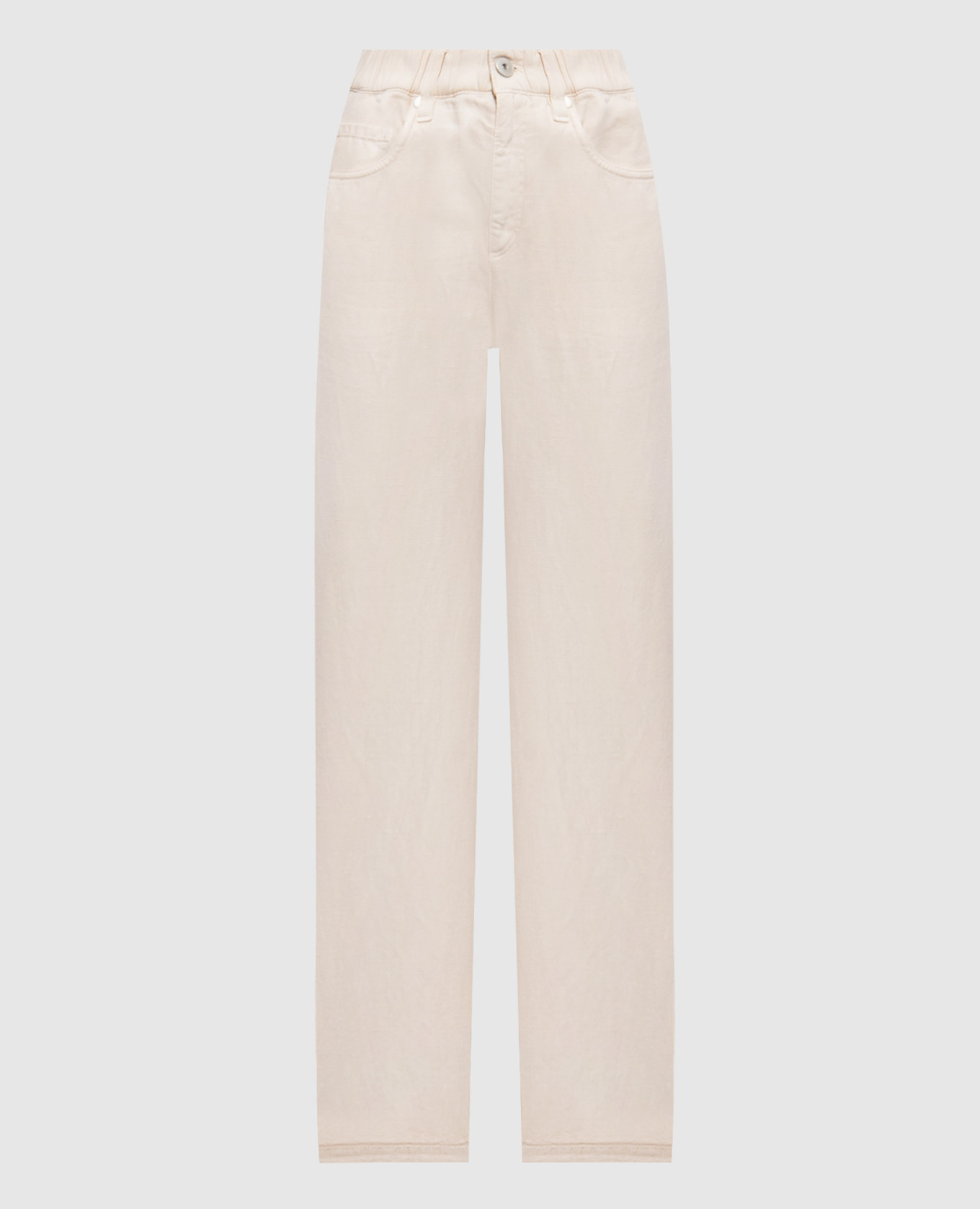 Бежевые джинсы с льном