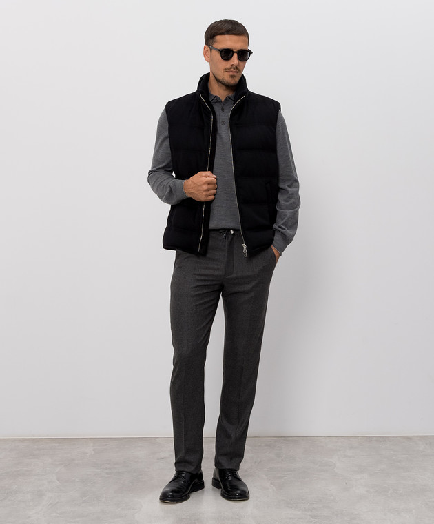 Brunello Cucinelli Меланжевое поло серого цвета из шерсти и кашемира M2400295 изображение 2