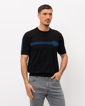 Stefano Ricci Чорна футболка із шовком K818119G10F26285