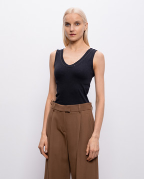 Brunello Cucinelli Темно-серая майка с цепочкой мониль MPTC8BJ312