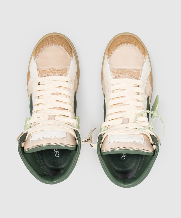 Off-White Бежевые комбинированные хайтопы End Of Play OF05796021 изображение 4