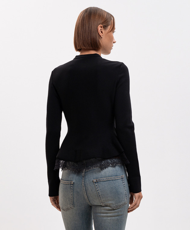 Alexander McQueen Чорний кардиган з мереживом A002ZTQ1BH7 зображення 4