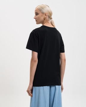 Twinset Чорна футболка з фактурним логотипом 261TT2450