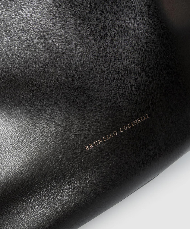 Brunello Cucinelli Черная кожаная сумка Boule MBPLB2832P изображение 4