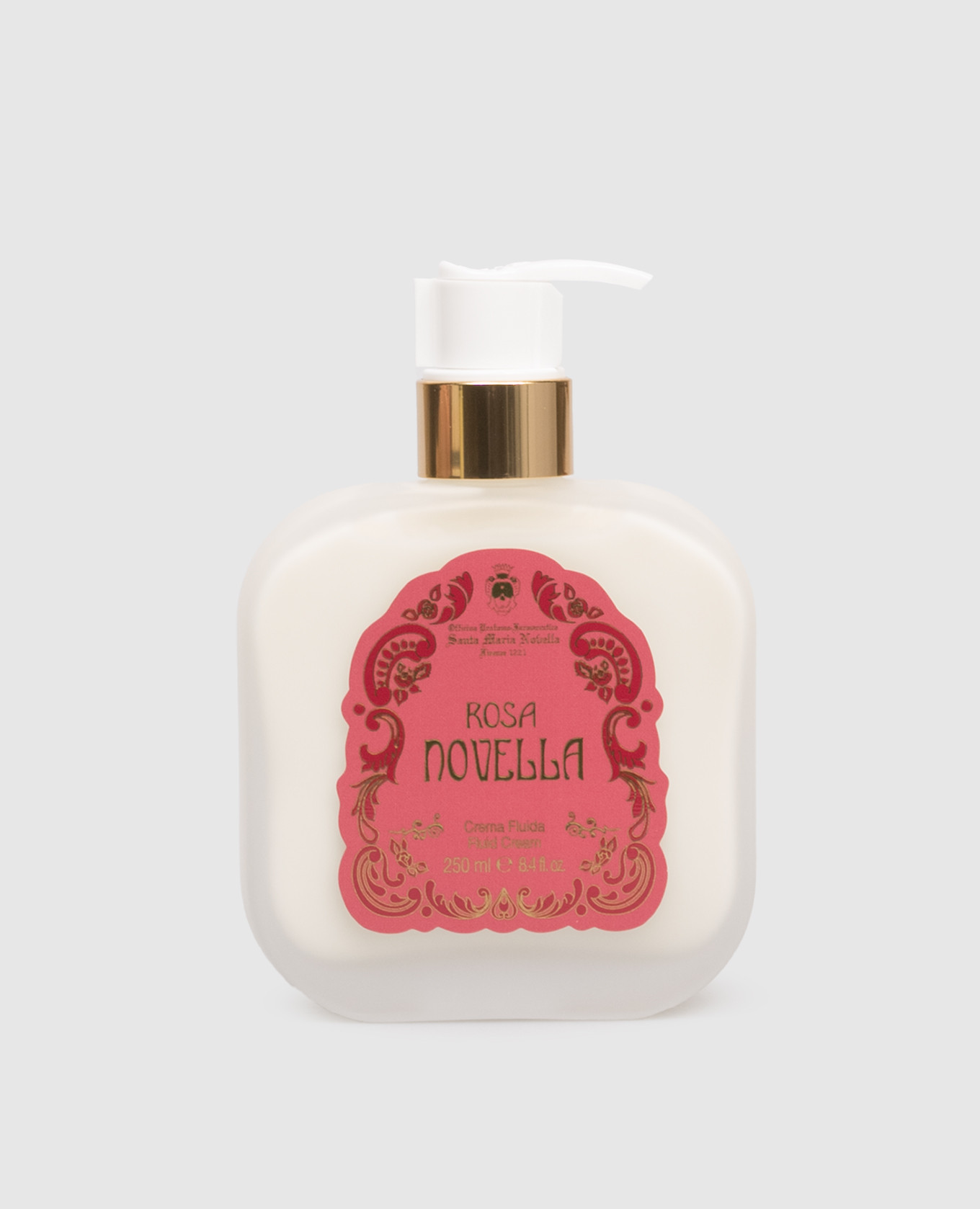

Крем флюид для тела Rosa Novella в стеклянной емкости с дозатором 250 мл, Белый, Крема для тела