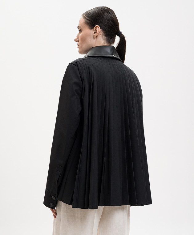 Max Mara Sportmax Черная куртка SUPERBO с плиссированием SPXSUPERBO изображение 4