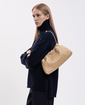 Bottega Veneta Бежева шкіряна сумка-кісет Notte 844626V3IV0