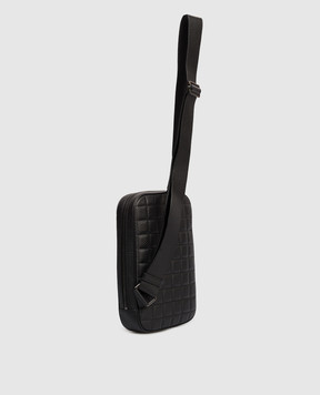 Stefano Ricci Чорна шкіряна сумка-слінг з емблемою з рутенієвим покриттям ND200UVD