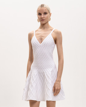 Balmain Белое платье с фактурным узором HF1R2927KK20