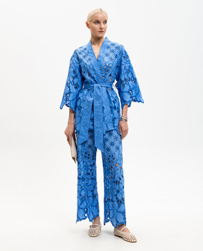 Ermanno Scervino Life Синие ажурные брюки с вышивкой D484P603QYD