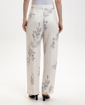Victoria Beckham Белые брюки в цветочный принт 1126WTR002857M