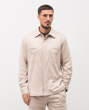 Brett Johnson Бежевая рубашка с леном и шелком SS26J05D110CAF