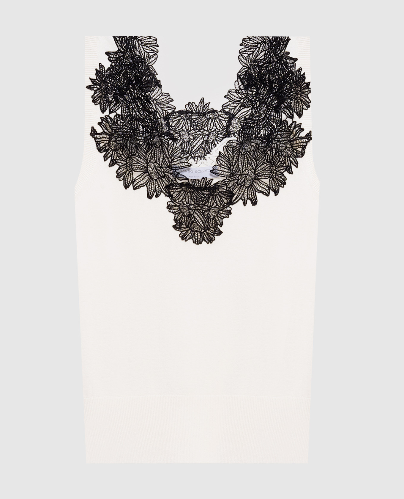 

Белый топ с контрастным кружевом, Топы