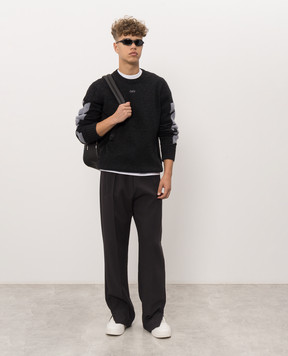 Off-White Темно-серый свитер с шерстью 44MHE087F26K002