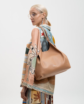 Gianni Chiarini Коричнева шкіряна смука-тоут Dua з логотипом BS9720RNGDBLTU