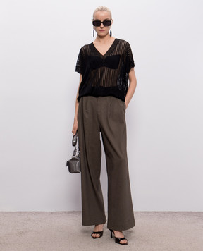 UMA WANG Чорний топ з льону UK7122