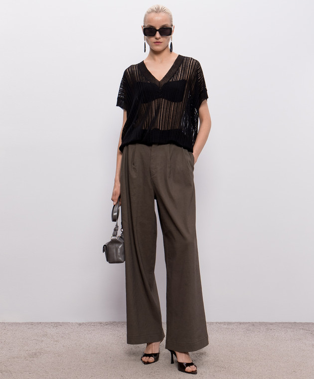 UMA WANG Чорний топ з льону UK7122 зображення 2