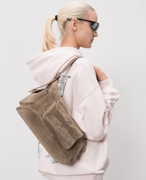 Off-White Коричневая замшевая сумка-хобо Dumbo OWNN18OS26LEA001