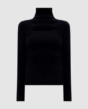 Allude Чорний гольф з вовни та кашеміру в рубчик 25517721