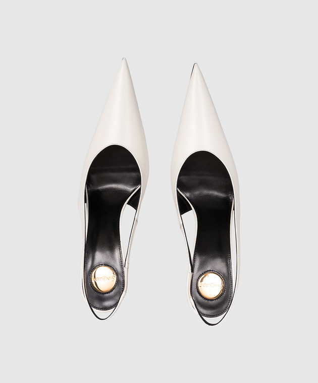 Saint Laurent Кожаные слингебеки цвета айвори GUERMANTES 870505AAF29 изображение 4