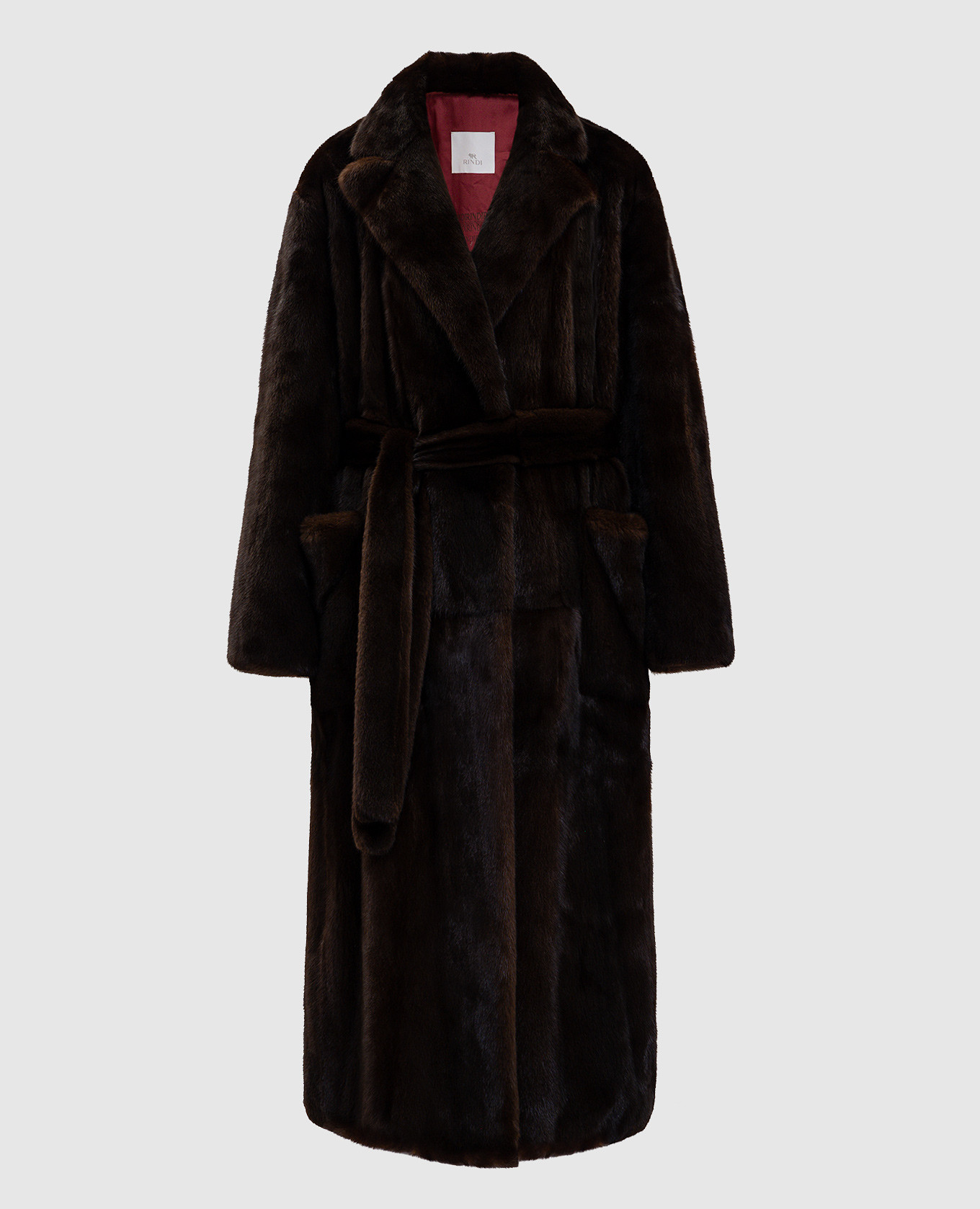 

Коричневая шуба на запах из меха норки, Коричневый, Шубы