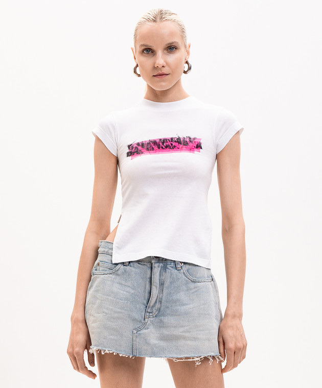 Balenciaga Біла футболка Messy Spray Chopped 871744TUVI6 зображення 3