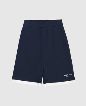 Balmain Дитячі сині шорти з вишивкою логотипа BY6Q09Z36581214