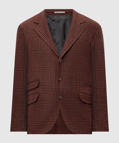 Коричневый пиджак Tailor Cavallo из кашемира в клеточку