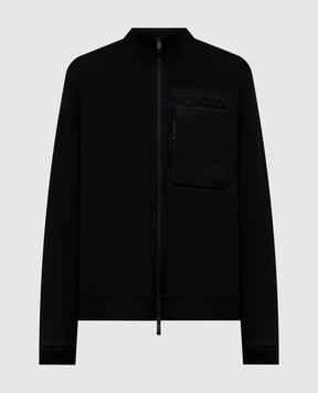 Moncler Чорна спортивна куртка з фактурним логотипом L20918G0000489AZY