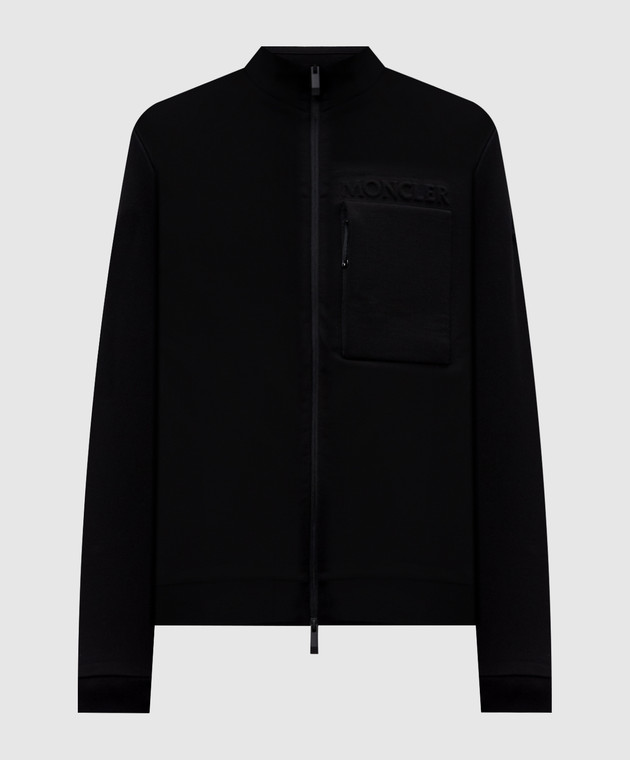 Moncler Чорна спортивна куртка з фактурним логотипом L20918G0000489AZY