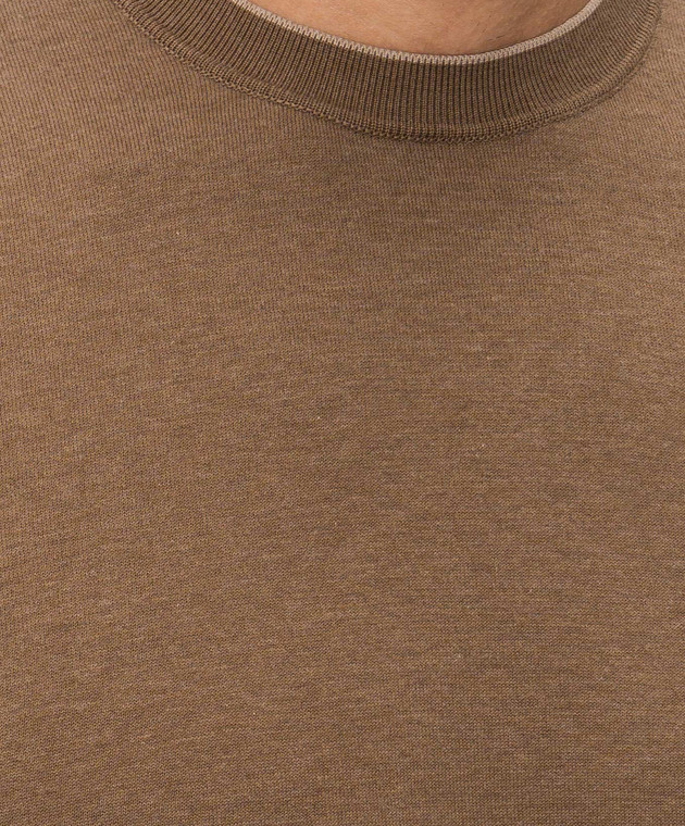Bertolo Cashmere Коричневая футболка из хлопка 902204002056 изображение 5
