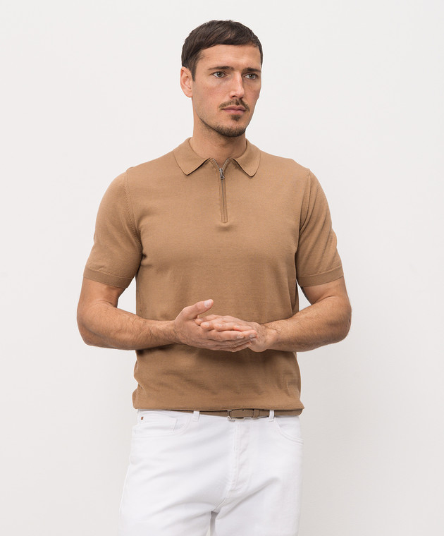 Cashmere&Whiskey Коричневое поло с шелком FS05 изображение 3