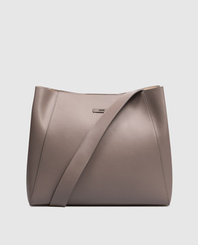 Peserico Серая кожаная сумка с брендовым патчем A38376C0CC759