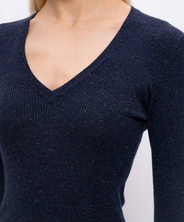 Brunello Cucinelli Синий топ с кашемиром с люрексом M9A822212P изображение 5