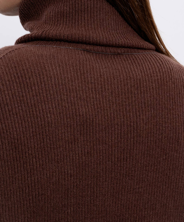Brunello Cucinelli Коричневый свитер из шерсти, кашемира и шелка M16129313P изображение 5