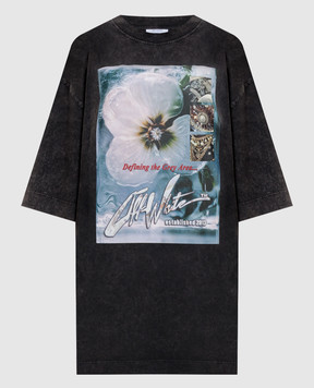 Off-White Сіра сукня-футболка з принтом ADV 2DH00AS26JER001