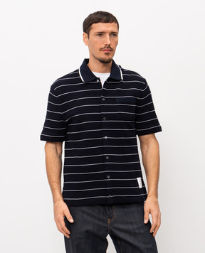 Thom Browne Синя сорочка з льоном в смужку MJS299AJ0245