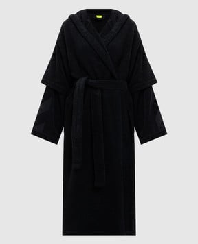 Off-White Чорний махровий халат у візерунок OHZB012T25FAB001