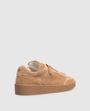 Canali Коричневі замшеві кросівки з логотипом RB01269491225