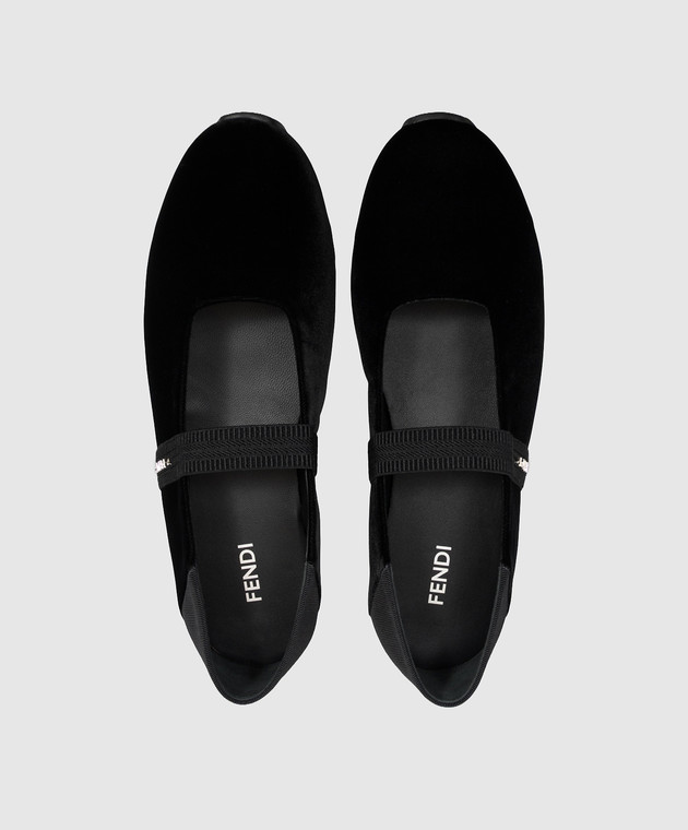 Fendi Черные бархатные балетки Academia 8F9214WR1 изображение 4