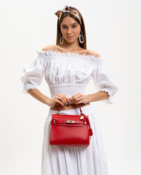 Gianni Notaro Красная кожаная сумка-сетчел Ruga 099RUGAORO