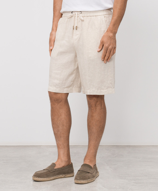 Peserico Шорти кольору айворі з льону R54235T00D02494 зображення 3