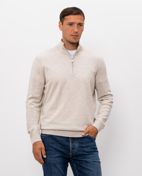 Brunello Cucinelli Бежевый джемпер из кашемира на молнии M2200124